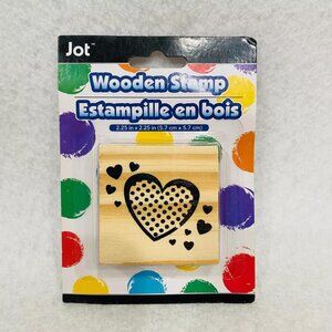 Jot Wooden Stamp Polka Dot Heart 2.25in x 2.25in NEW